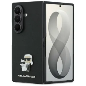 Калъф за Samsung Galaxy Z Fold8 Ultra Karl Lagerfeld Saffiano Karl&Choupette Metal Pin, черен
