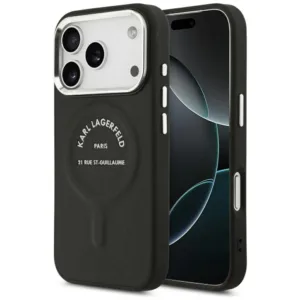Калъф за iPhone 18 Pro / iPhone 17 Pro Karl Lagerfeld HC MagSafe Leather Ring, черен