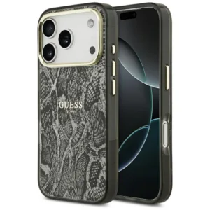 Калъф за iPhone 18 Pro / iPhone 17 Pro Guess Python Pattern MagSafe, черен