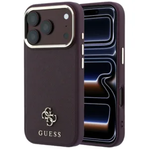 Калъф Guess Saffiano Small 4G Classic MagSafe за iPhone 18 Pro / 17 Pro, бордо