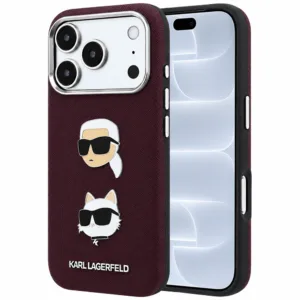 Калъф за iPhone 18 Pro / 17 Pro Karl Lagerfeld Saffiano, бордо
