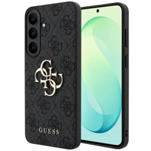 Калъф за Samsung Galaxy S26 FE Guess Leather 4G Metal Logo, черен