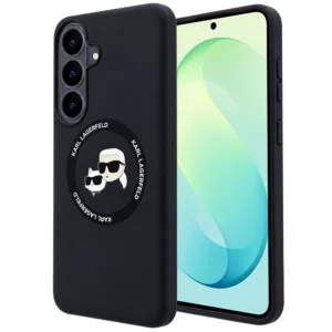 Магнитен силиконов калъф за Samsung Galaxy S26 FE Karl Lagerfeld KC Heads, черен