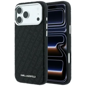 Калъф Karl Lagerfeld Grained Leather Metal Logo MagSafe за iPhone 18 Pro Max / iPhone 17 Pro Max (KLHMP18XPSKLFOFR) черен