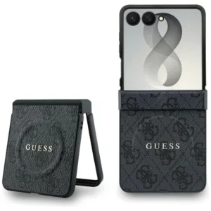 Калъф за Samsung Galaxy Z Flip8 Guess 4G Leather Classic MagSafe &ndash; Черен