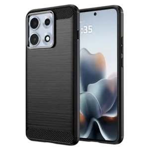Силиконов калъф за Motorola Edge 70 Max Techsuit Carbon Silicone &ndash; Черен