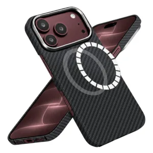 Калъф за iPhone 18 Pro Max / iPhone 17 Pro Max Techsuit Aramid Fiber MagSafe, черен