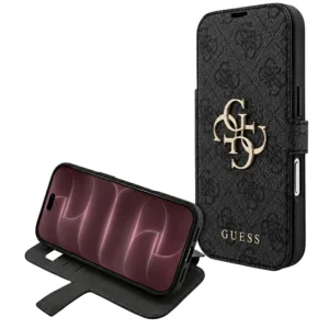 Калъф Guess Book 4G Metal Logo за iPhone 18 Pro Max / iPhone 17 Pro Max (GUBKP18X4GMGPI) черен