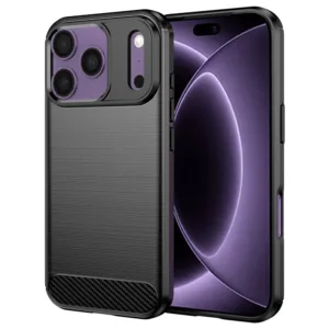Силиконов калъф за iPhone 18 Pro / iPhone 17 Pro Techsuit Carbon Silicone &ndash; Черен